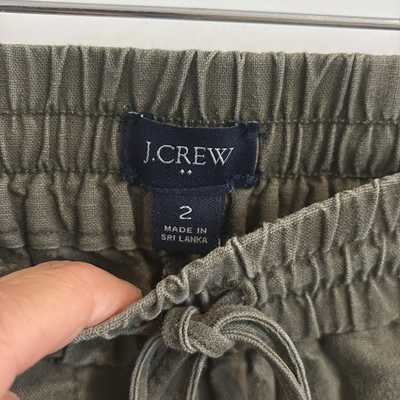J Crew Factory Linen Cotton Blend Drawstring Pants Army Green Size 2 - Picture 4 of 11